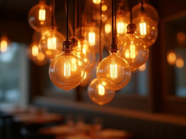 Elegant custom hand-blown glass chandelier with amber and clear elements