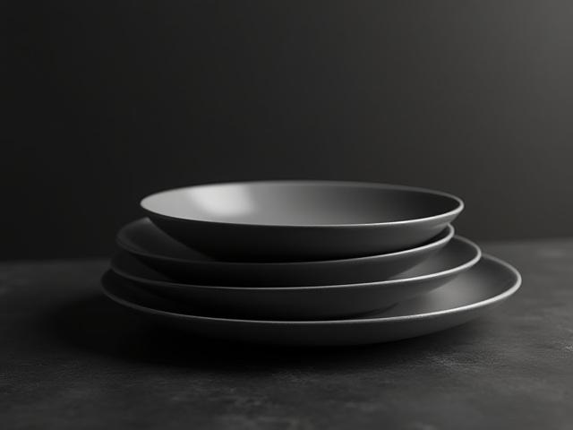 Sleek, minimalist ceramic plates for Downtown Modern Hotel