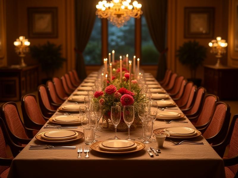 Dinner party setting at Elmwood Estate