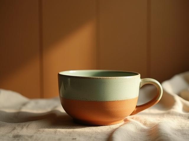 Handcrafted Ceramic Mug on a natural wooden table