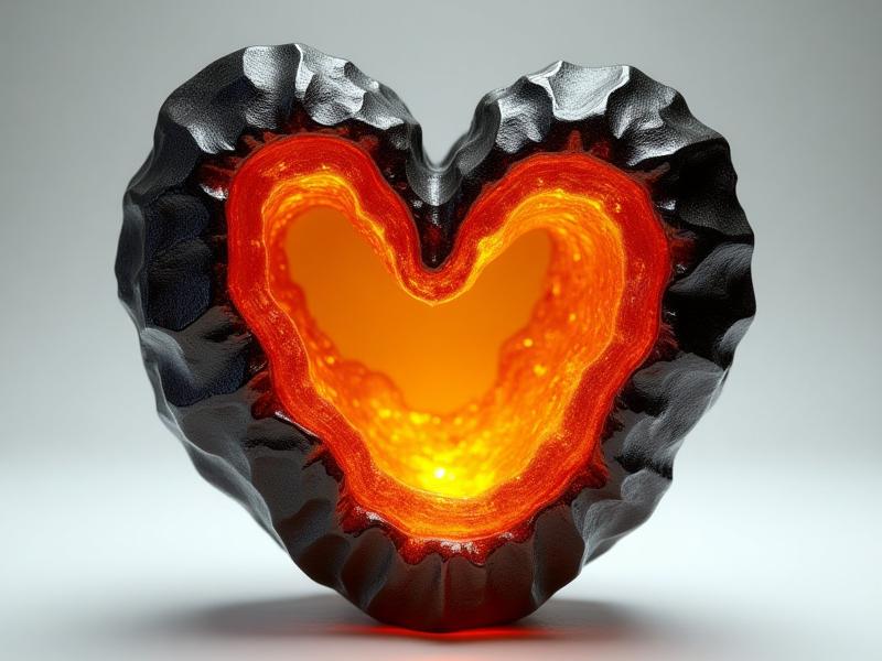 Intricate details of a molten glass geode sculpture with metallic veins.